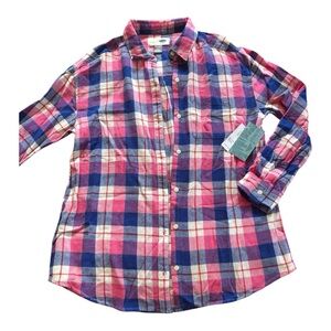 Old Navy Girls XL (14) Plaid Flannel Shirt NWT Soft Button Down